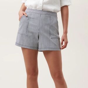 New Trina Turk Dearest Olive Striped Linen Blend Shorts - Sz 4